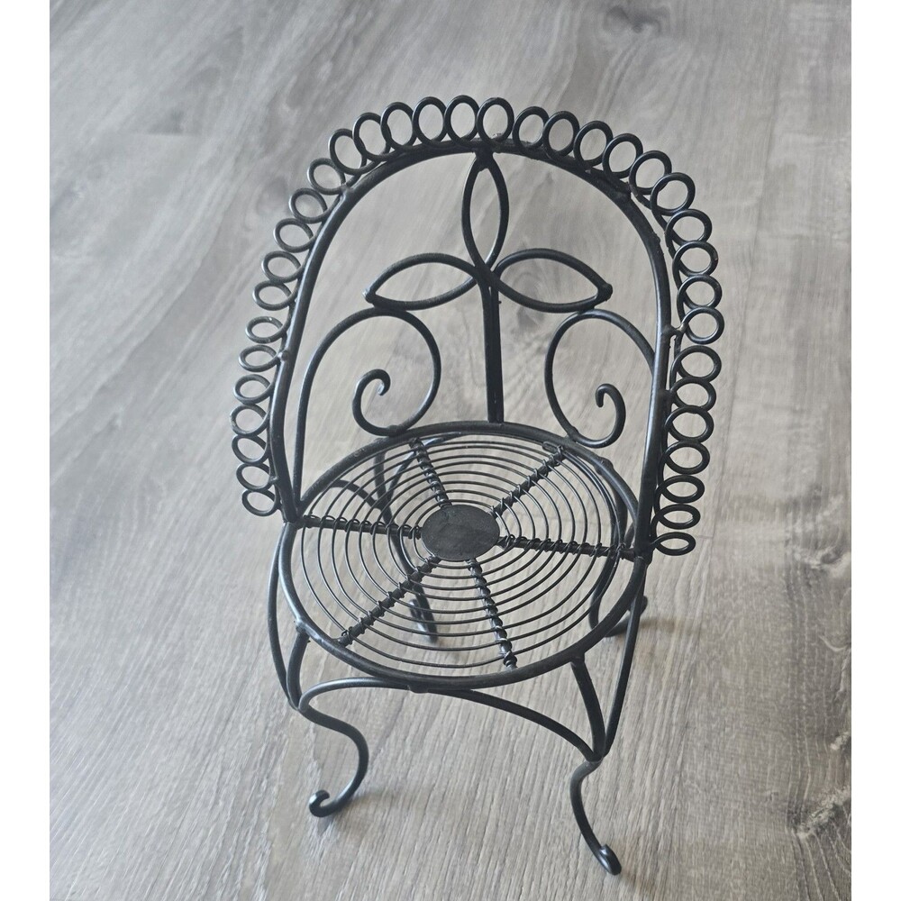 Vintage Doll / Plant Size Metal Small Chair Stand 10" Tall